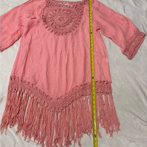 ELMOTAHEDA Orange Sarong with Fringe and Flowy Design - Picture 2 of 6